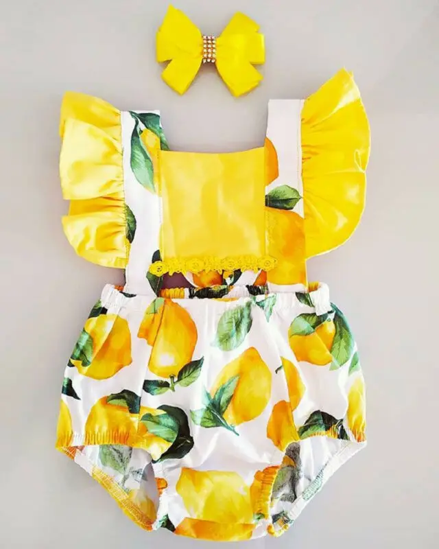 

Canis Newborn Baby Girl Floral Fly Sleeve Romper Jumpsuit Clothes Summer Outfit 0-24M