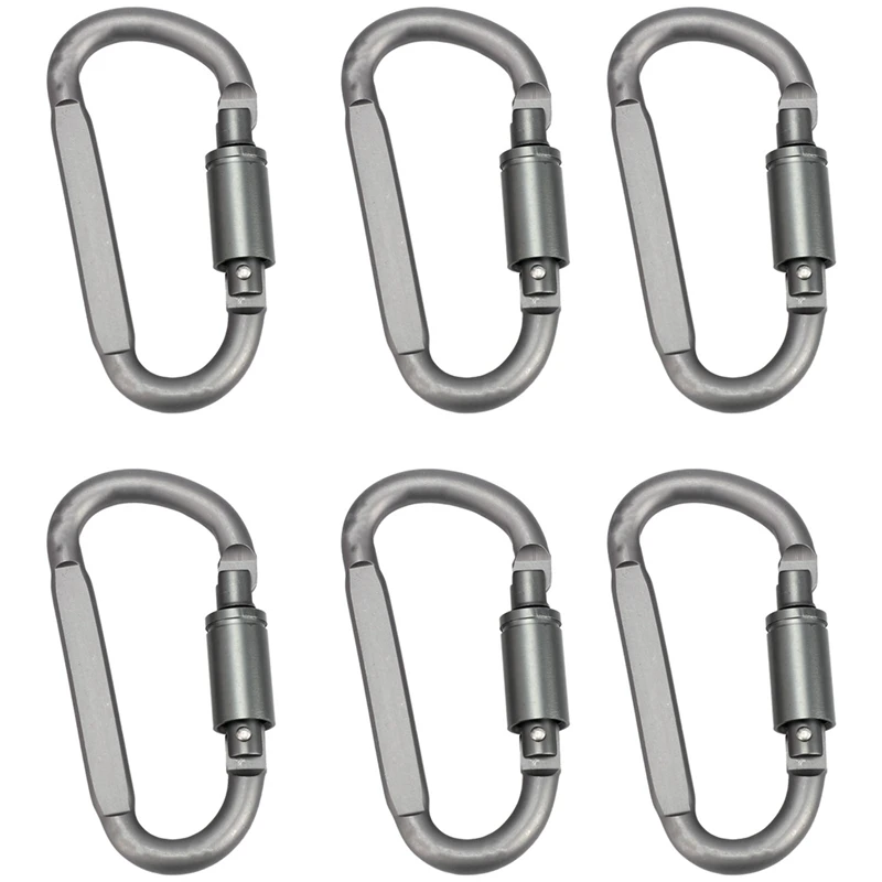 

6 pcs Aluminum Alloy D-ring Locking Carabiner Light but Strong