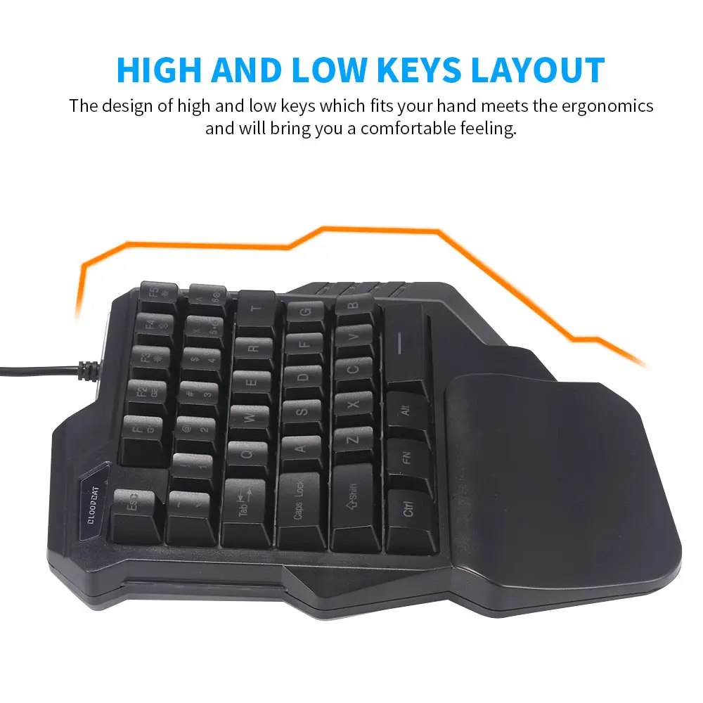 

Single Keyboard Mouse Set Wired Gaming Keyboard Keypad USB Concave Key Cap 35 Keys Hand-Held Design For Computer PC Laptop Game