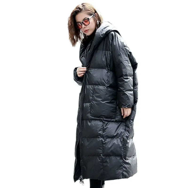 

Женская куртка с капюшоном и длинным рукавом, однотонная черная теплая свободная парка большого размера с хлопковой подкладкой, новинка зи...