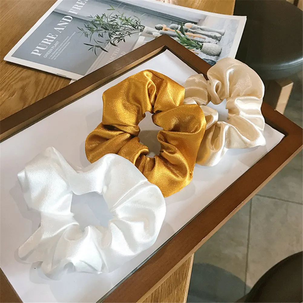 

Women Silky Satin Hair Scrunchies Elastic Hair Bands Ponytail Hair Tie Rope SK88