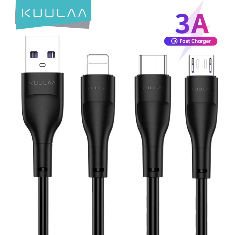 Кабель KUULAA USB Type C зарядный кабель для iPhone Xiaomi Redmi Note 10 9 Pro Huawei Шнур Micro быстрой
