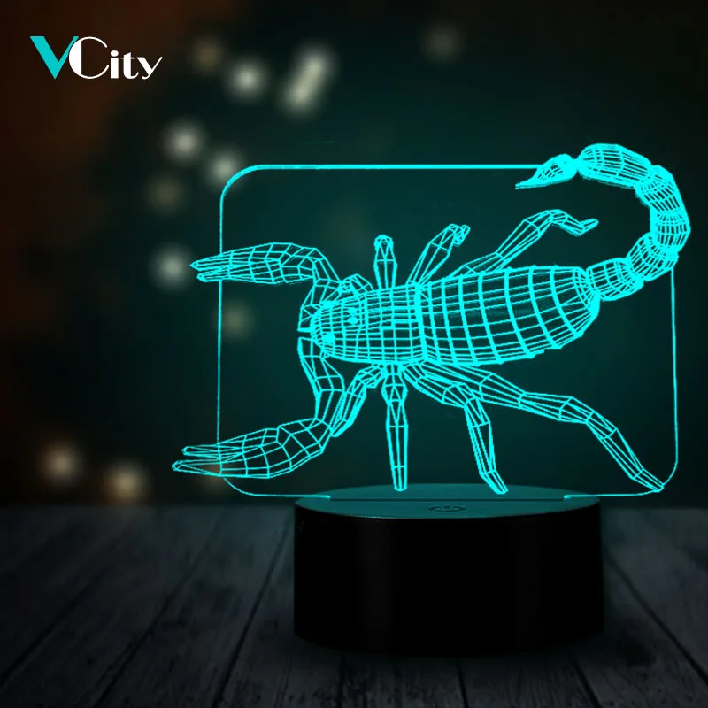VCity Скорпион 3D Ночная Творческий дом бар вечерние Настольный Декор детские