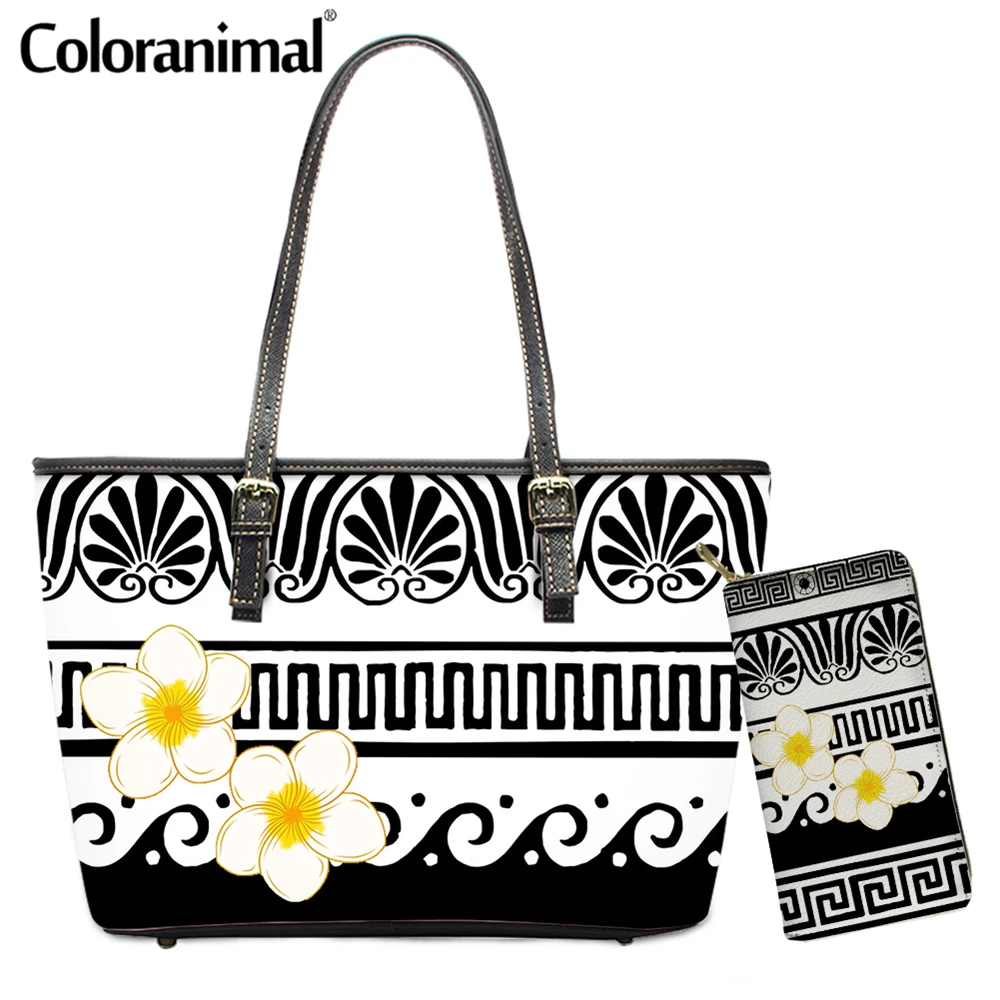 Комплект женских кожаных сумок Coloranimal 2021 с кошельком плечевая сумка принтом Plumeria