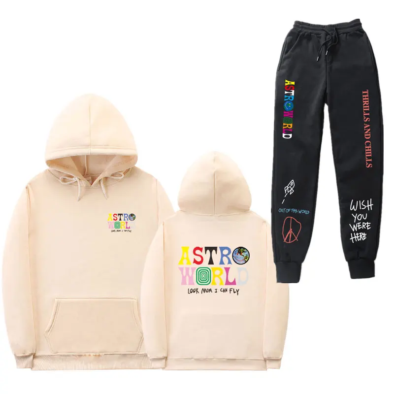 Трэвисс Скотт астромир смайлик Мир толстовки наборы уличная флисовая толстовка и штаны для мужчин и женщин спортивный костюм homme спортивные штаны костюм