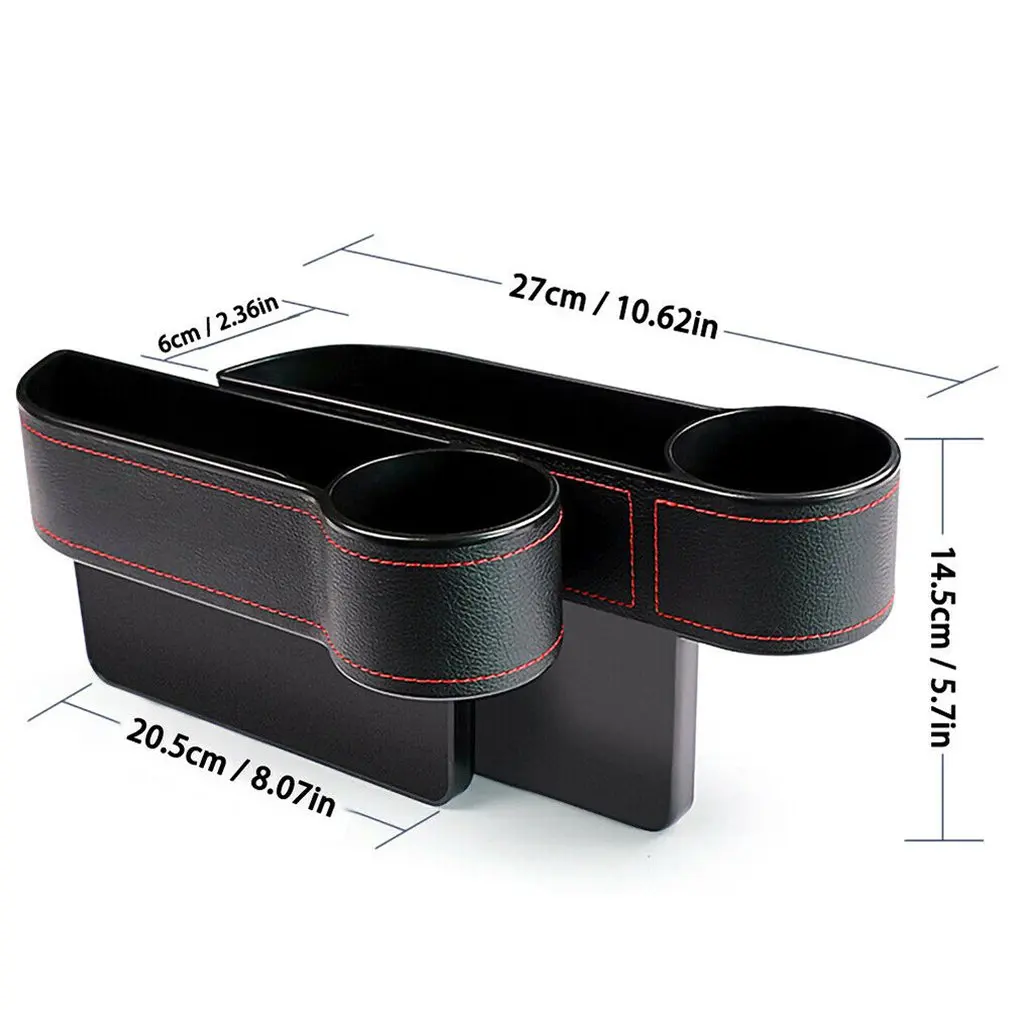 

Auto Car Seat Gap Catcher Leather + Abs Storage Box Organizer Cup Crevice Pocket Shelf Car Supplies 1 Piece