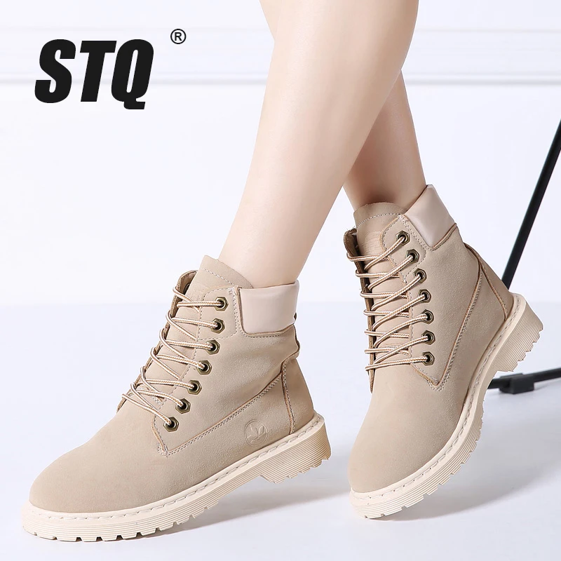 STQ/2020 г. зимние женские теплые ботинки водонепроницаемые ботильоны высокие в