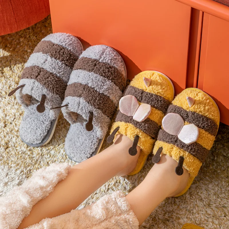 

TX10 slippers Women shoe furry Lovely Cartoon Non-Slip luxury Winter Warm Home Cotton Shoes Fashtion kawaii Flat home slippers