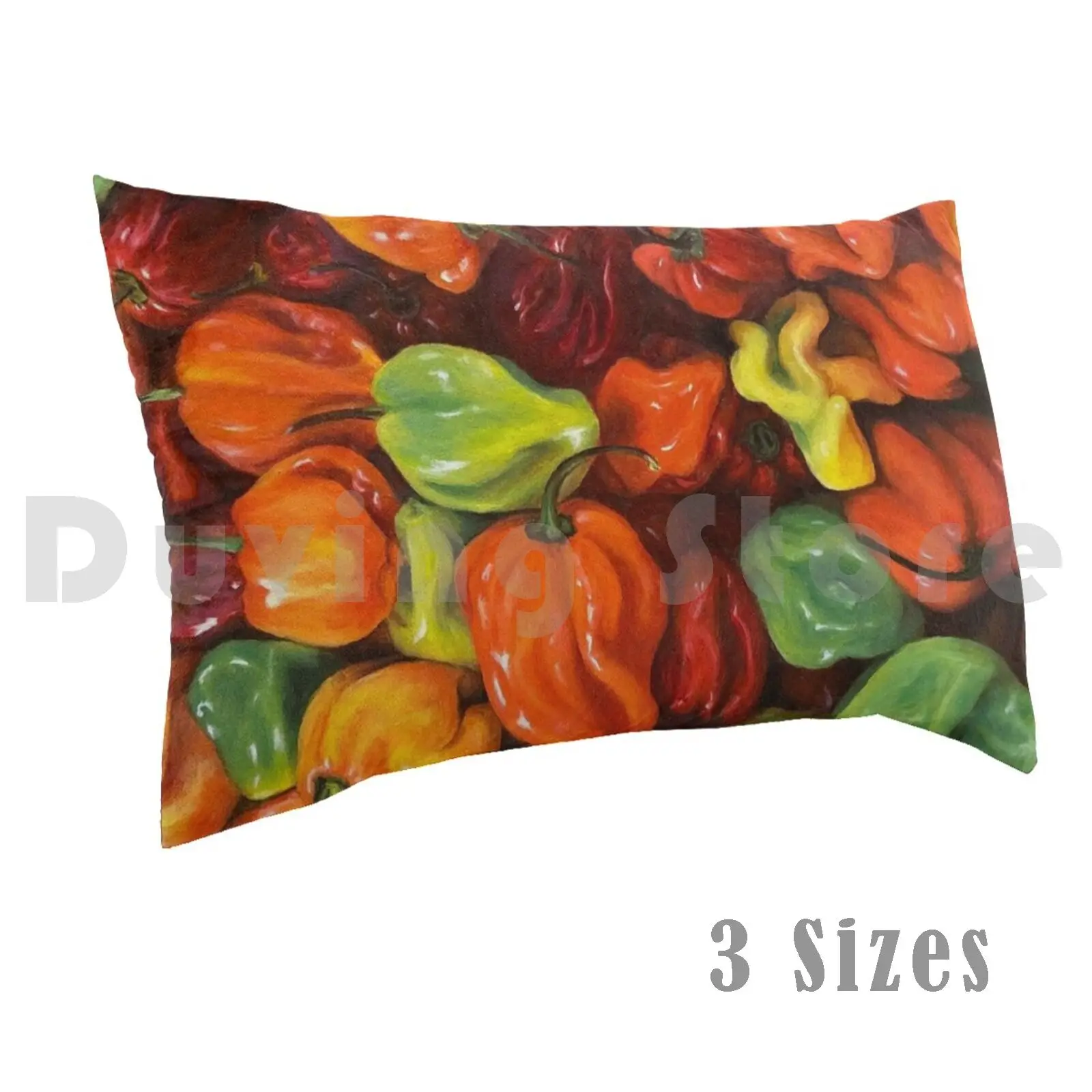

I Love Peppers Painting Pillow Case Printed 50x75 Peppers Veggies Vegan Keyma