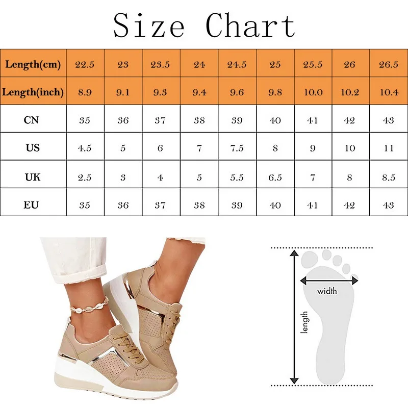 

MnoeRffi Women Sneakers Lace-Up Wedge Sports Shoes Women's Vulcanized Shoes Casual Platform Ladies Sneakers Comfy Females Shoes