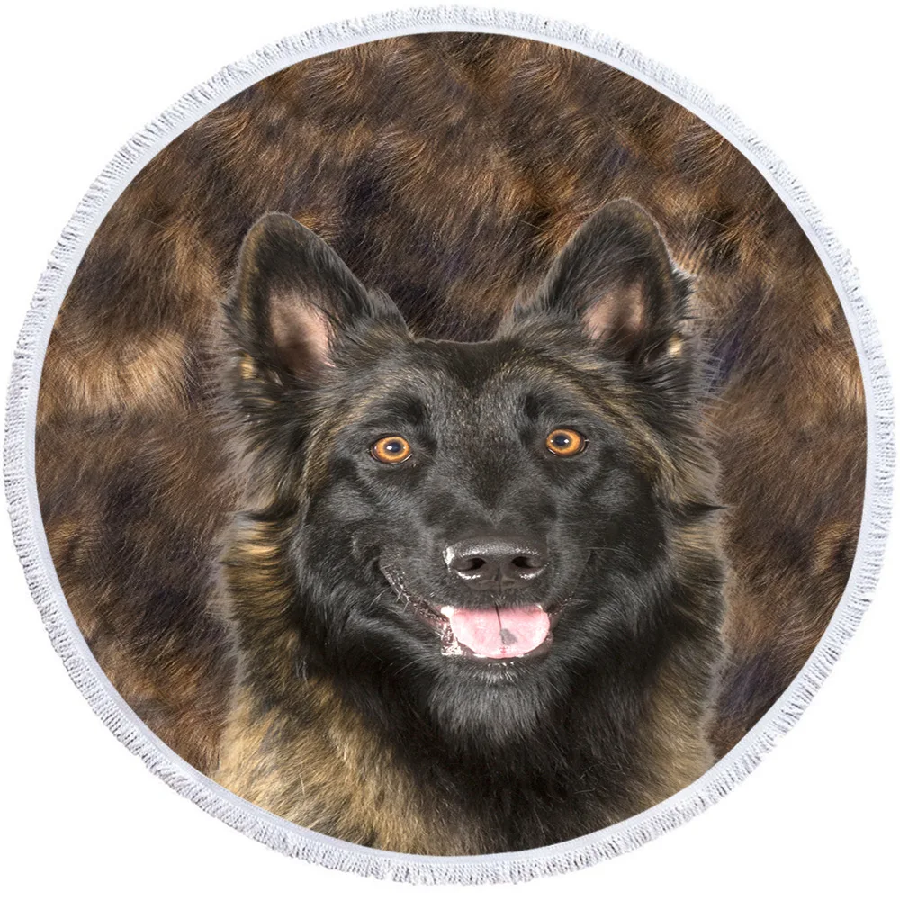 Круглое пляжное полотенце для собак летнее толстое душа с милым бульдогом
