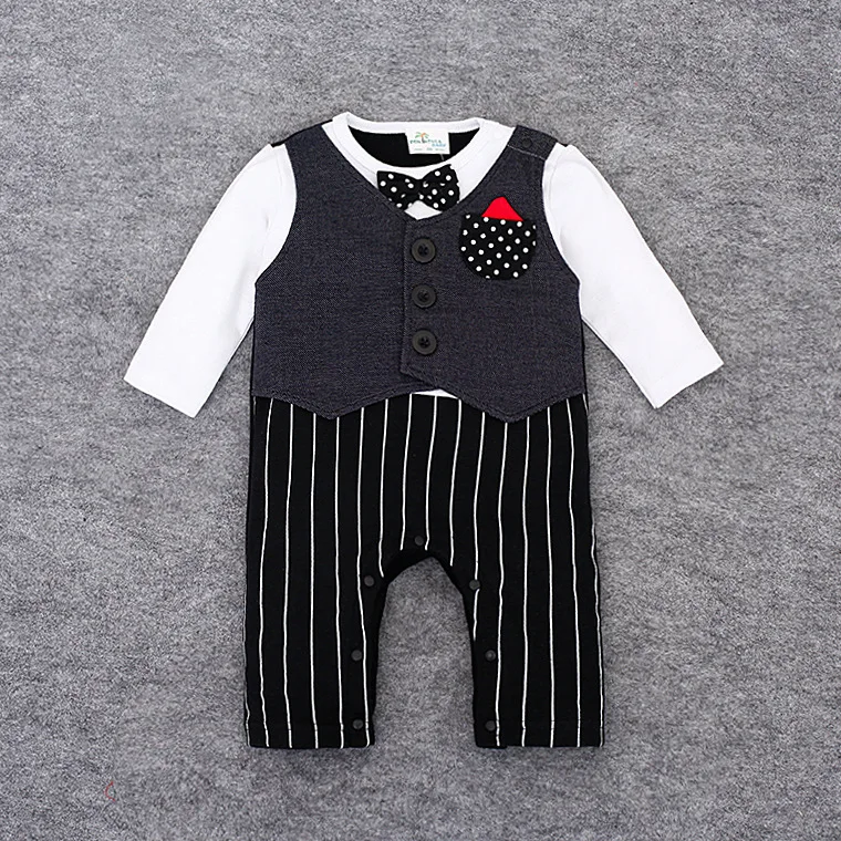Clearance Sales Autumn Baby Rompers Gentleman Boy Clothing Sets Long Sleeve Infant Jumpsuits Cotton Newborn Clothes |