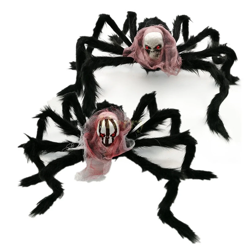 Гигантский пушистый паук со скелетом голова Хэллоуина страшная розыгрыш игрушка
