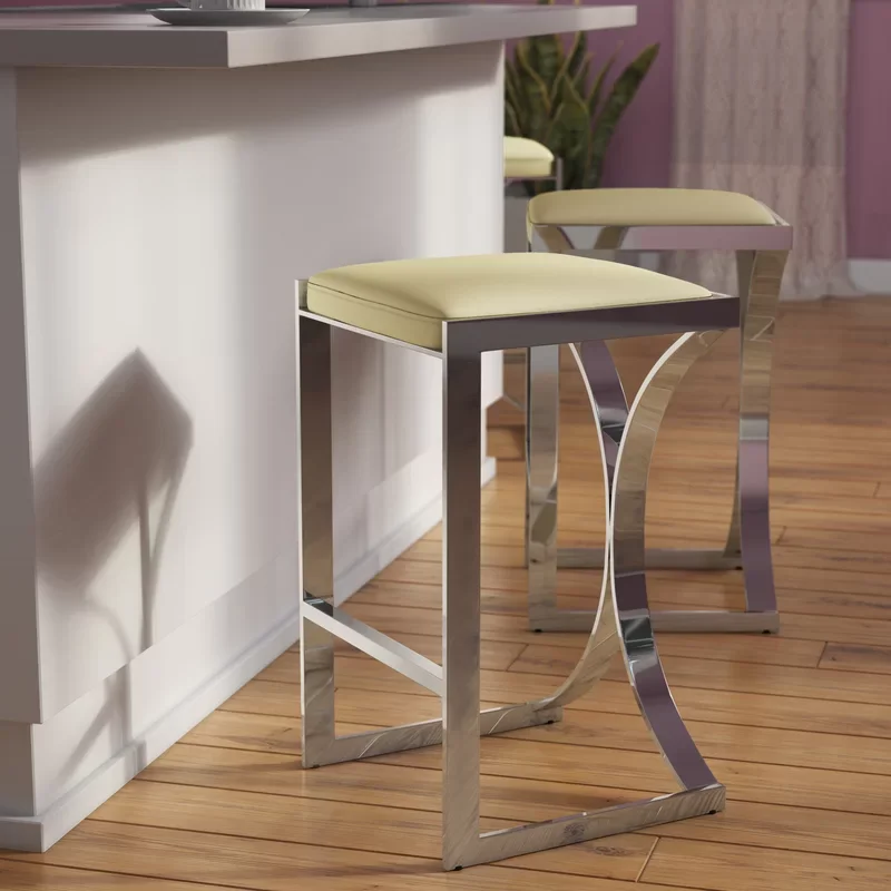 

Modern Hot Selling High Foot Chair Stainless Steel PU Leather Bar Stool Counter Chair For Party Event Club