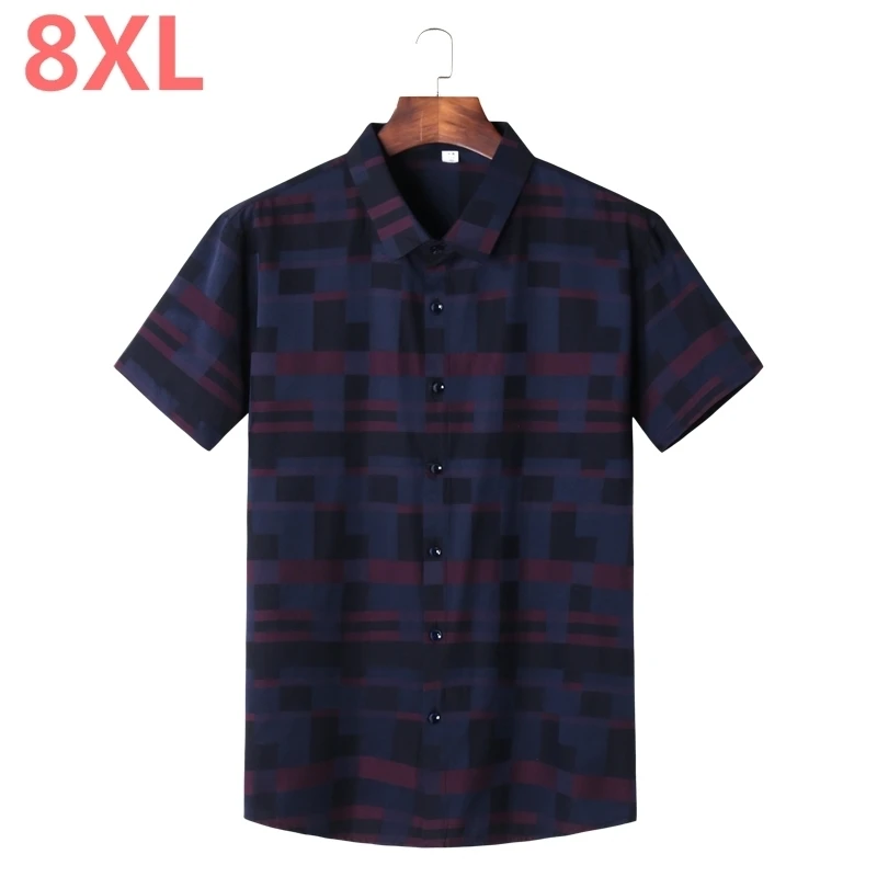 Новинка 8XL 7XL мужская повседневная рубашка летняя европейский стиль новинка