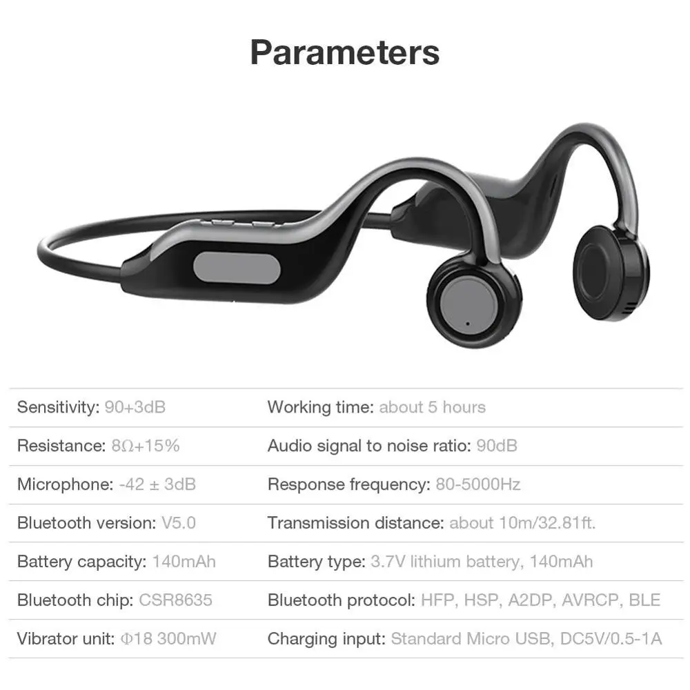

B1 Bone Conduction Bluetooth Headset Wireless Double Earband Memory Waterproof Bone Sensing Hanging Earhook Bluetooth Earphone