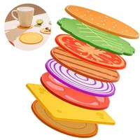 8pcsset cute burger cup pad slip insulation hamburger placemat coffee cups coaster placemat home table decor for tableware mug