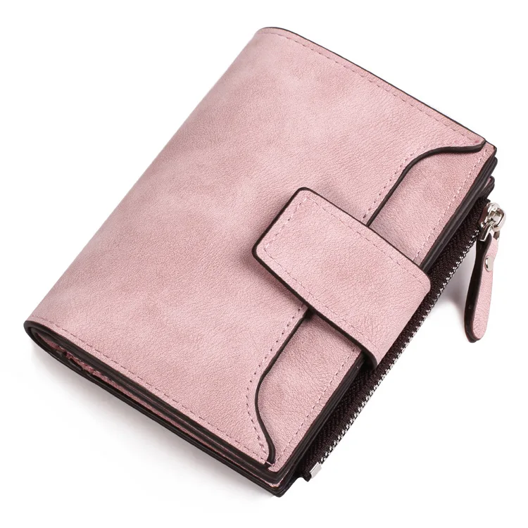 Pink Кожаный женский кошелек маленький и тонкий кошелек с отделением для монет женские кошельки с отделением для карт Роскошные брендовые кошельки дизайнерский кошелек - Цвет: Pink