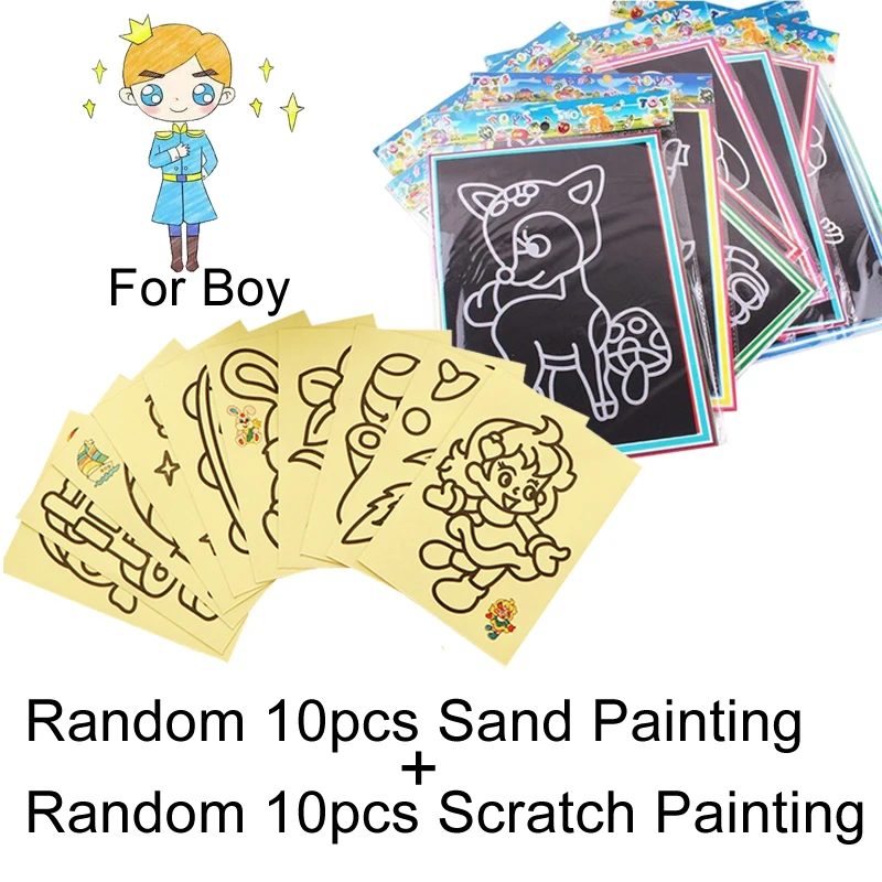 10SScratch10SSandBoy 20 шт., для раннего обучения, креативные игрушки для рисования, для детей, магический скретч-арт, каракули, коврик для рисования, карты, подарки, GYH - Color: 10SScratch10SSandBoy