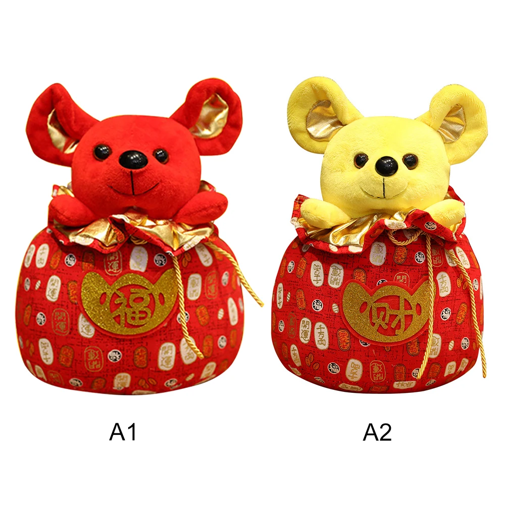 

New Year Plush Rat Mouse Stuffed Animals Chinese Zodiac Animal Toys Gifts Traditional Culture Pattern Lucy Bag Mouse 23cm