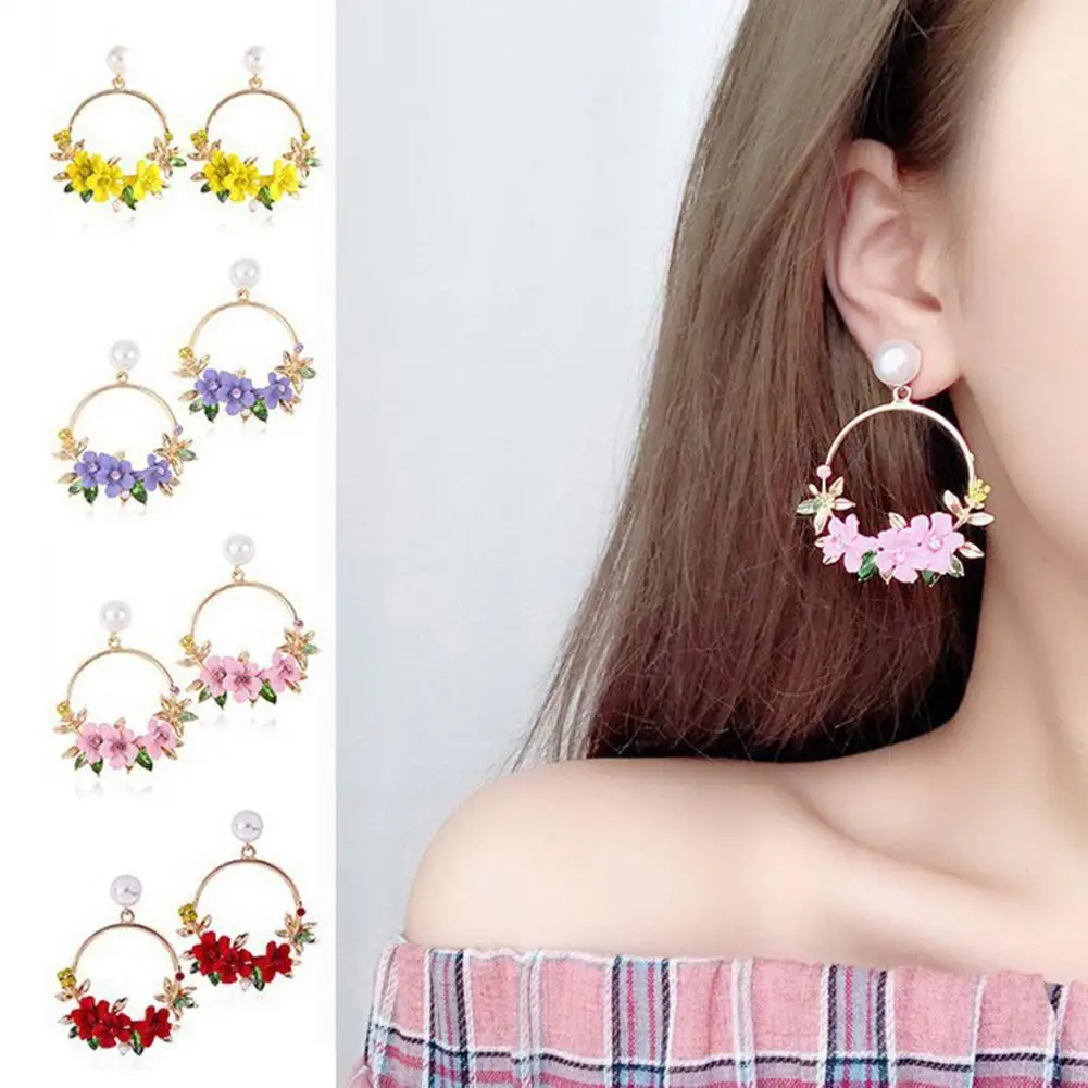 Популярные модные милые серьги в виде розовых цветов для женщин и девушек