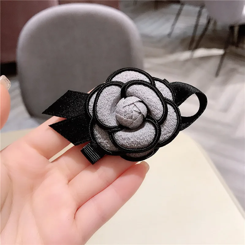 gray Новинка, корейская мода, заколки для волос с цветком камелии, лента, бант, утконоса, заколки для волос, аксессуары для волос для женщин, свадьба - Окраска металла: gray