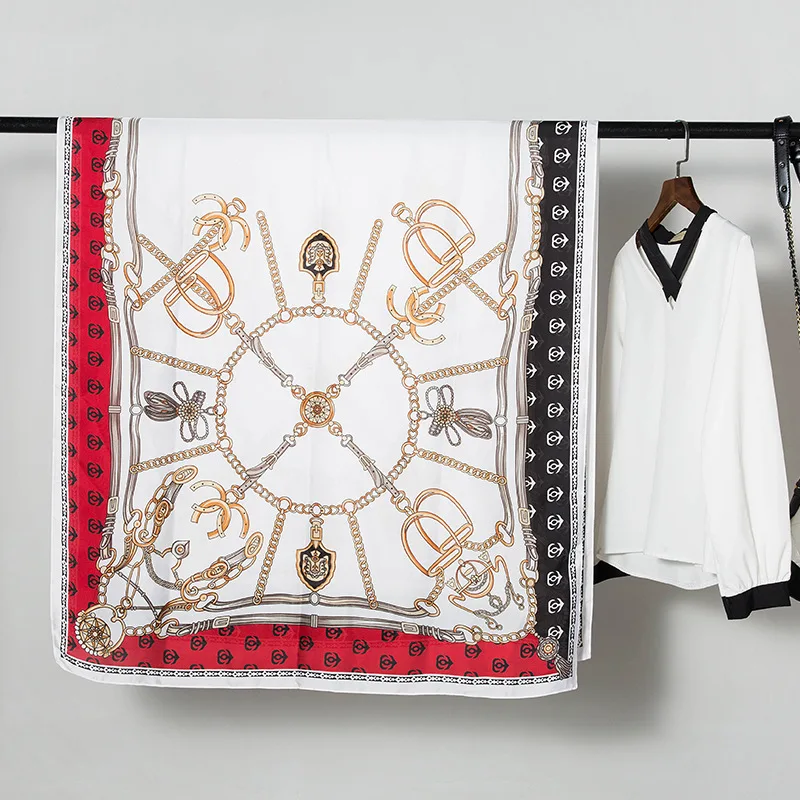 

180*90cm TOP Silk Keychain luxurious Scarves Women Foulard Square Hijab Scarf Ladies Shawl wrap muffler pareo female hijab