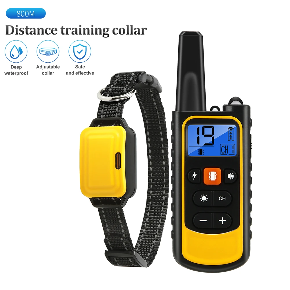 

800m Bark Control Dog Training Collar Pet Products Dog Products Electric Shock Dog Collar Dog Repellent Rechargeable Waterproof