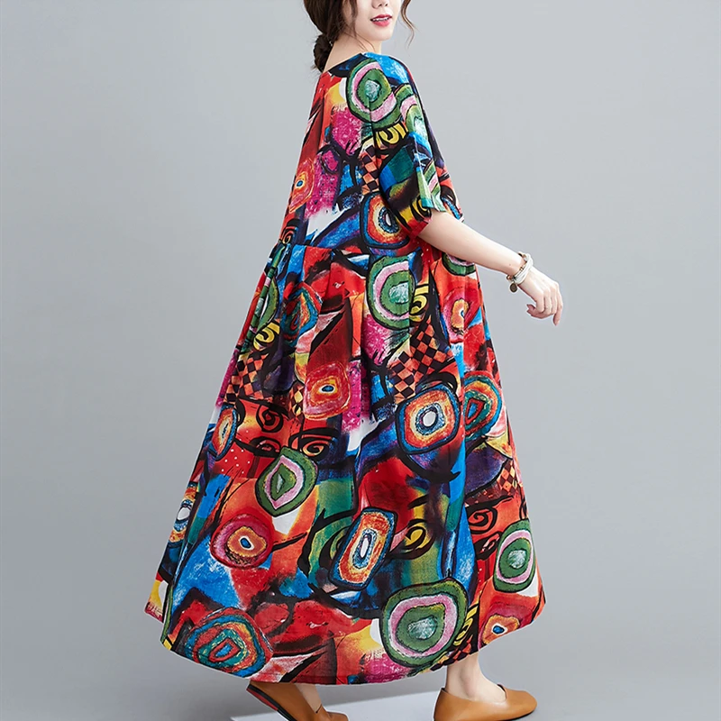 Летнее пляжное платье размера плюс богемные женские платья 2020 хлопковое