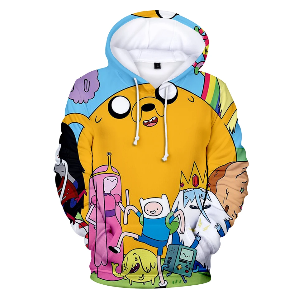 

Толстовка Мужская/Женская флисовая с капюшоном, свитшот с 3D изображением лица Финна и Джейка, пуловер, уличная одежда, пальто