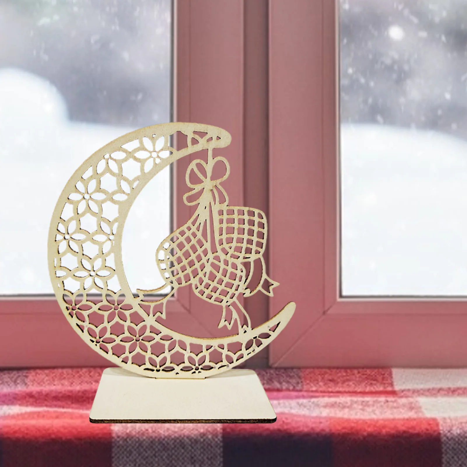 

Islamic Ramadan festival moon Wooden Desktop Decor hollow out Sculpture Exquisite Home Hanging Ornament Eid Mubarak decoration