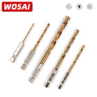 Сверла WOSAI из быстрорежущей стали 14, 13 шт.компл., с шестигранным хвостовиком 1,5-6,5 мм, набор сверл с титановым покрытием для электродрели