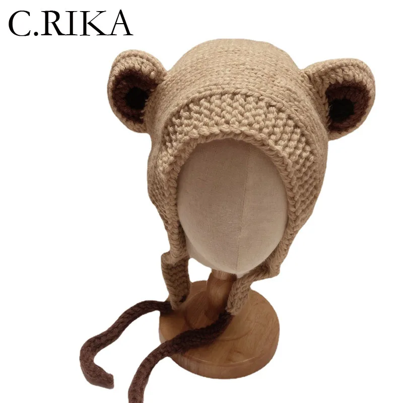 

Осенне-зимняя трикотажная шапка с милыми ушками для женщин и девушек модные уличные теплые шапочки в стиле хип-хоп шапочки с защитой ушей за...