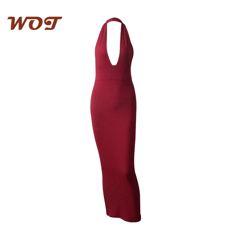 

Fishtail Sexy Slim Female Halter Neck Deep V-Neck Halter Fashion Tight-Fitting Hollow Dress