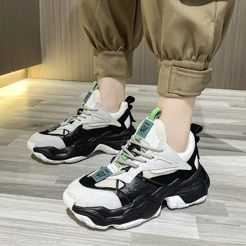 

Chunky Sneakers Women Genuine Leather Woman Vulcanized Shoes for Women 2021 Casual Shoes Woman Sport Sneakers Females Platform
