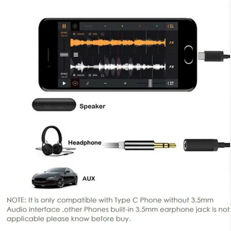 Кабель адаптер для наушников Type C 3 5 мм USB 1 штекер AUX аудио разъем Macbook Huawei P20 MATE
