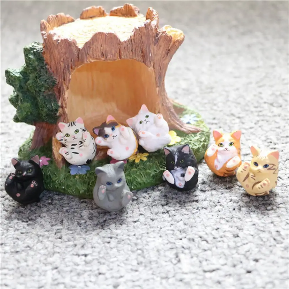 

8Pcs Animal Cat Figure Fresh Car Decor Landscape Gardening Table Ornament Doll Handmade Craft Mini Toy