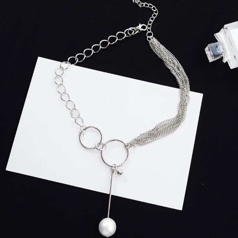 1 шт. женские ожерелья ретро двойной круг с жемчужным кулоном Ожерелье из циркона