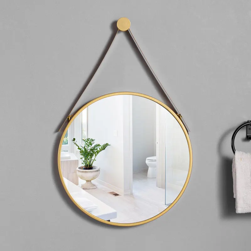 Круглая/железная Золотая рамка настенное зеркало искусство для ванной комнаты