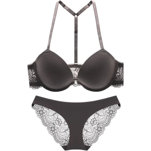 sexy mousse woman Linger Y-line straps front closure bra and lace floral panty sets intimates for women aesthetic underwear | Женская
