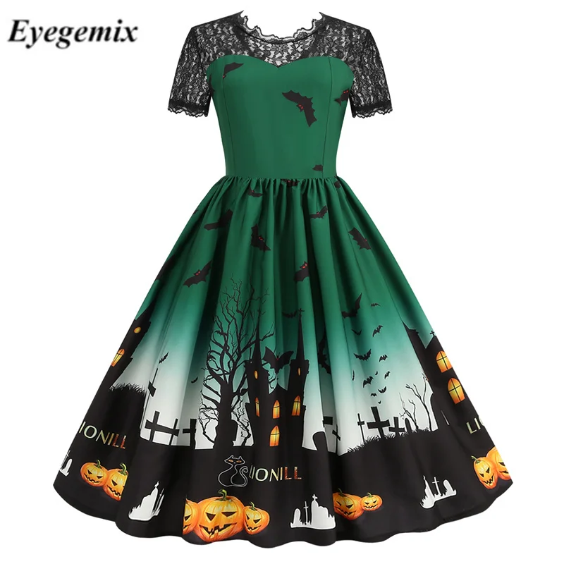 Женский костюм для Хэллоуина вечерние жевное винтажное платье с коротким