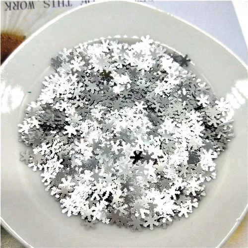 Soild silver 10g Ультра-тонкий 5 мм Снежинка блестки сверкающая 3D блестка для ногтей Paillette Eo-Friendly PET свободные блестки для украшения ногтей 10 г - Цвет: Soild silver 10g