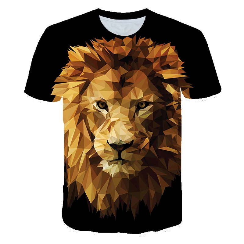 

2021Summer Children 3D Short-Sleeved Leisure T shirt Animal Lion Tiger Wolf Cats Printed Boys Girls T-shirt Kids Fashion Tshirt