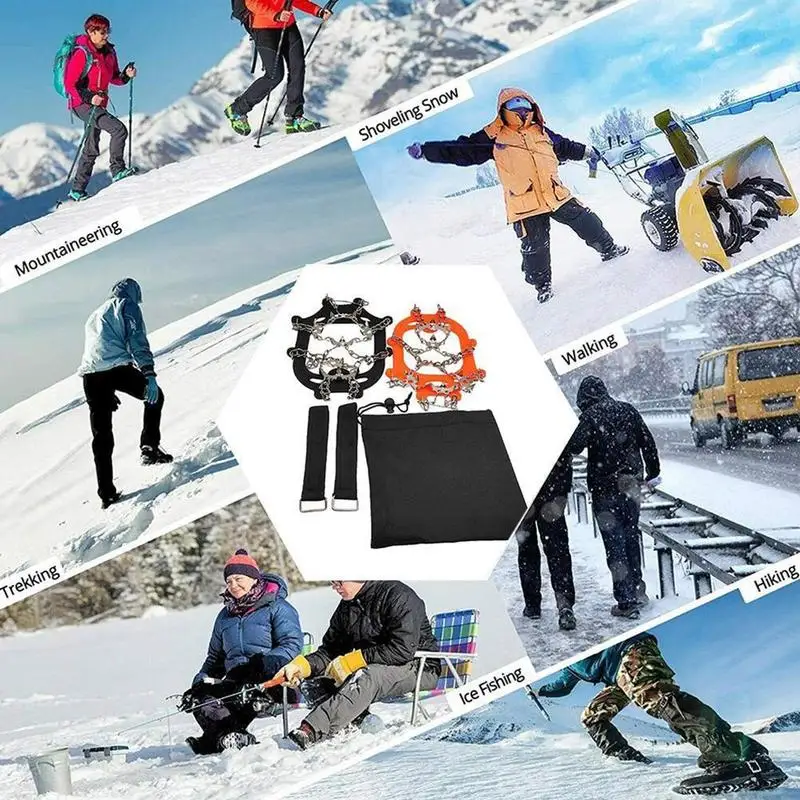 

1 Pair 19 Teeth Crampons Steel Anti-slip over Crampons Spike Winter Gripper Ice Climbing Tool Cleats Shoes C F0I5