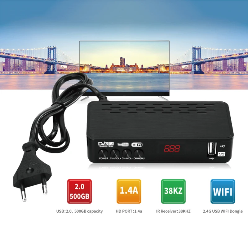 Wi-Fi ТВ-приставка тюнер 1080 HD Smart Digital Satellite TV приемник DVB C T2 USB для адаптера монитора