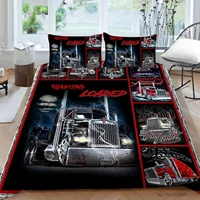 hot style bedding set 3d digital truck printing 23pcs duvet cover set with zipper single twin double full queen king