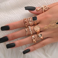 9 pcsset vintage bohemian snake star knuckle joint rings set for women heart circle finger rings jewelry wedding 20202