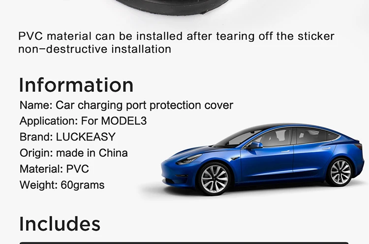 LUCKEASY автомобильный зарядный порт Защитная крышка для tesla модель 3- зарядный порт Пылезащитная заглушка белый/черный
