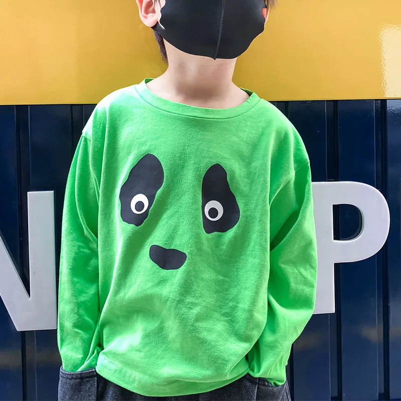 

Baby Boys Shirts 2021 New Boys Autumn Kids Tops T Shirts for Boys Cotton Cartoon Panda Long Sleeve Boys Children Clothes Boy