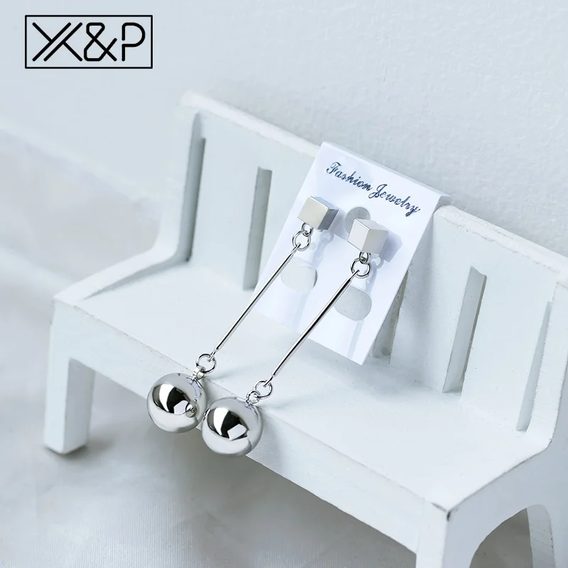 X& P новые трендовые корейские серьги для женщин, Геометрические Квадратные круглые металлические Висячие серьги-капли, Brincos, женские модные ювелирные изделия - Окраска металла: Silver